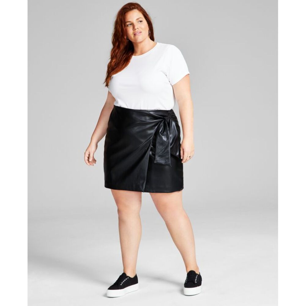 Now This Trendy Plus Size Faux Leather Skirt